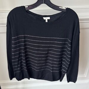 Joie Black sweater with silver stripes in a size xs. Beautiful for the Holidays